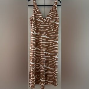 NWOT a new day Brown and White Striped Dress
